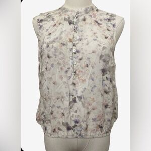 Cloth & Stone x Anthropologie Pastel Floral Button-Down sleeveless Blouse
